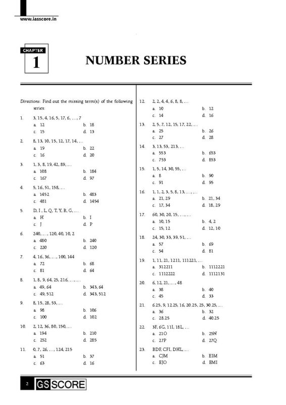 Gs Score CSAT Prelims Practice WorkBook Reasoning & Data Sufficiency ...